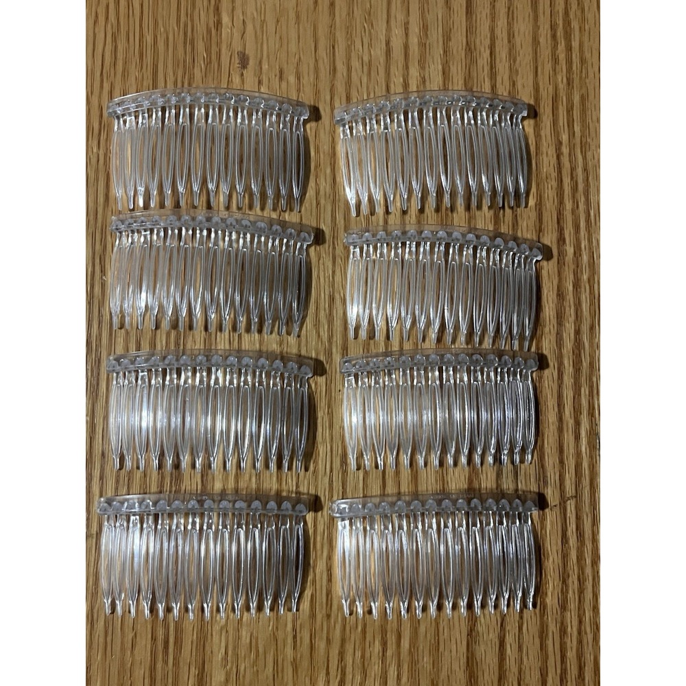 Clear Vintage Hair‎ Comb Lot Of 8 Side Comb Made In Korea Transparent Combs